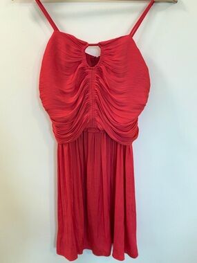 House of Harlow 1960 Coral Ruched Mini Dress Flowy Summer Resort - Small